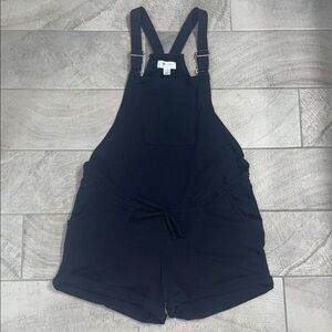 Motherhood Maternity Black Short Overalls, Size Large